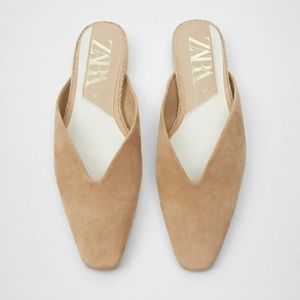Zara Beige Jute Mule Flats Minimalist Summer Shoes EU 37